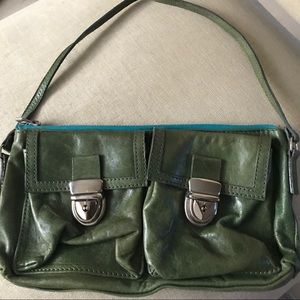 Green leather micro bag